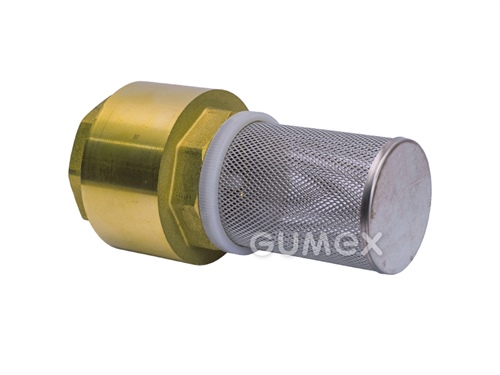 Sací koš YORK se zpětnou klapkou a sítkem, vnitřní závit G 1/2", 12bar, -20°C/+100°C, sítko nerez, záklopka PVC, tělo mosaz